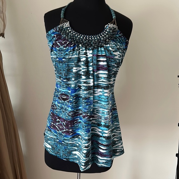 Vintage Wet Seal Beaded Halter Top Size XL - Picture 2 of 13